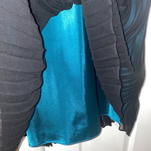 Jones New York Dress Turquoise with black overlay (Size 6) - Picture 3 of 4